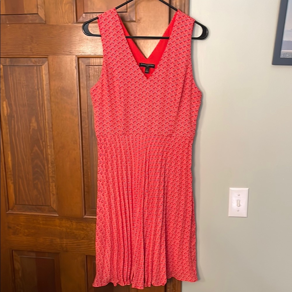 Banana Republic factory Orange and White Pleated Midi Sundress